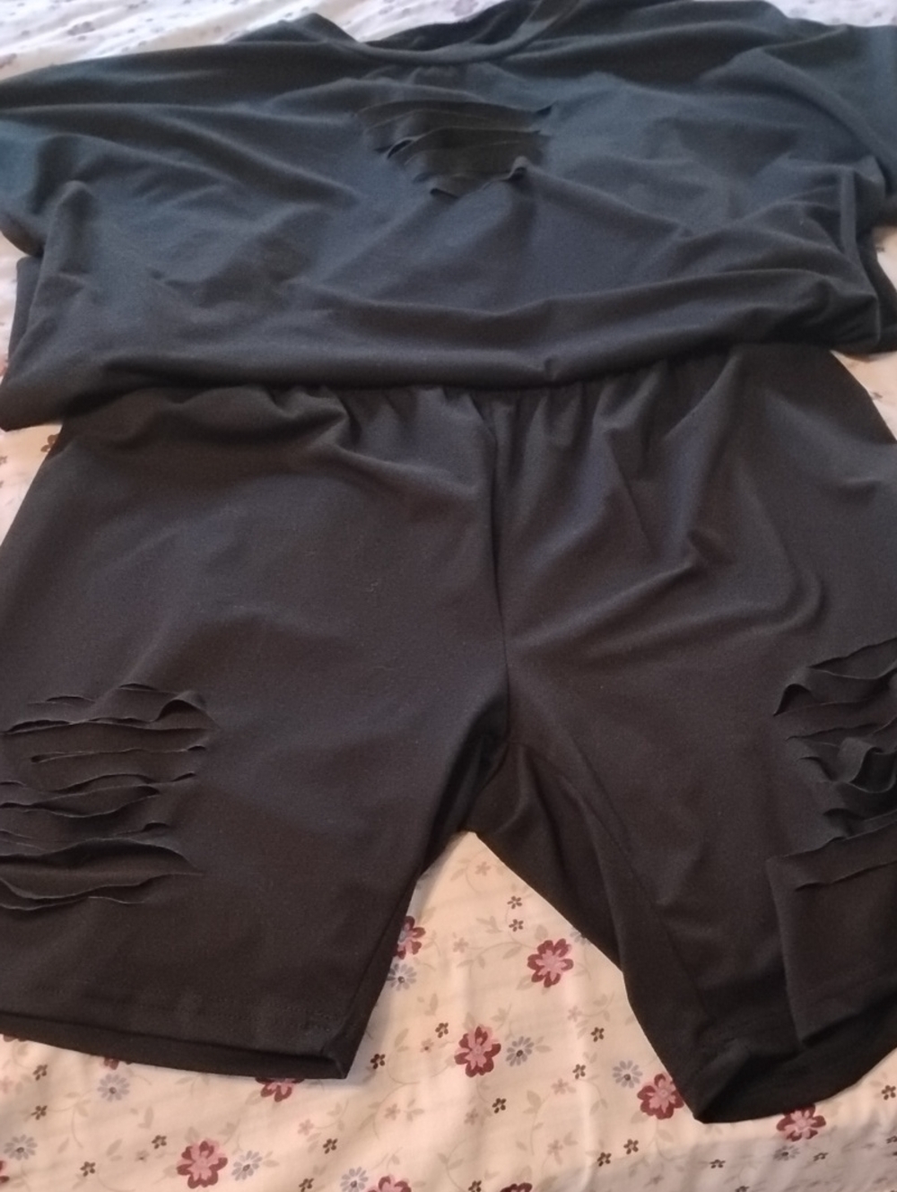 Cute Women's Short Set Frayed Fits XL